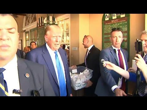 Former President Donald Trump visits historic Cafe du Monde in New Orleans during fundraising visit