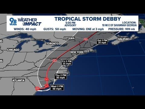LIVE: Tracking Tropical Storm Debby | WUSA9 Weather Impact Radar and Forecast