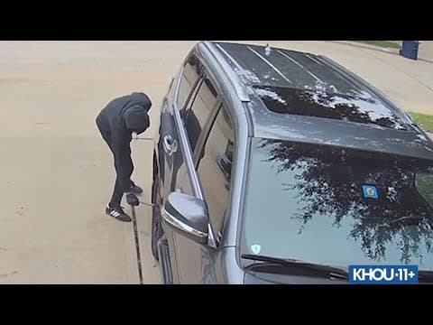 Surveillance video shows man slashing car tires along Katy street