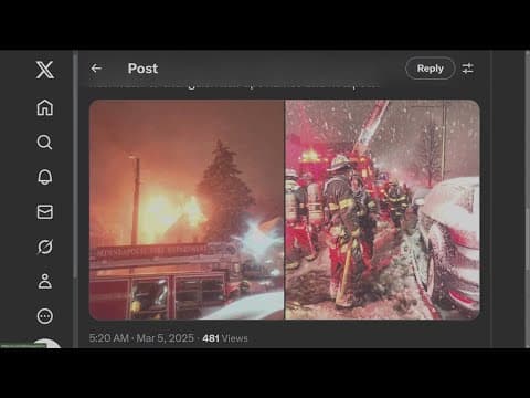 Minneapolis crews fight house fire in snowstorm
