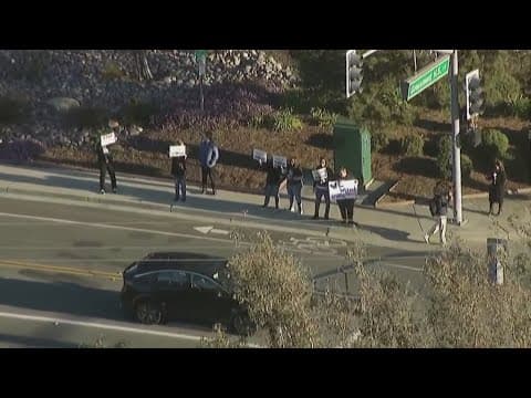 Chopper aerials of Grossmont Union High School District staff protests