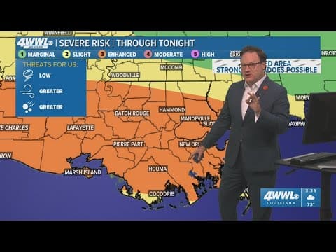 Enhanced chance of severe weather Monday night in New Orleans metro area