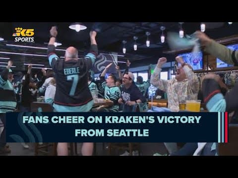 Kraken fans cheer on team's victory from community iceplex