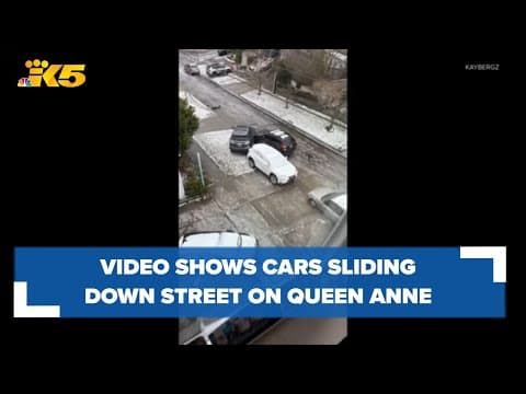 WATCH: Video shows cars sliding down street on Queen Anne in Seattle