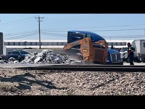 Beer cans cleaned up after train hits semi-truck in North Texas