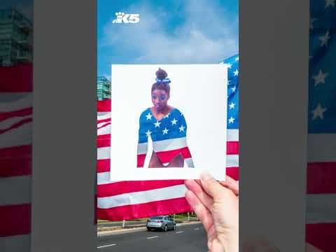 Issaquah artist makes cutout artwork of gold-medal gymnast Simone Biles