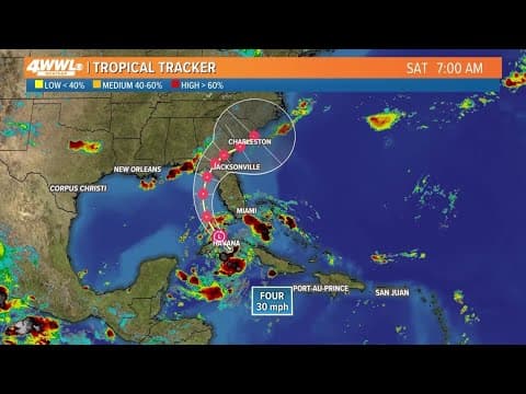 Saturday, 6am Tropical Update: Tropical Depression 4 heading to Florida, likely to become Tropical S