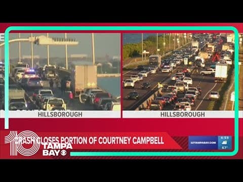 Courtney Campbell Bridge to Tampa closed to traffic after crash