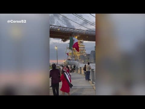 Mexican Navy training ship hits the Brooklyn bridge