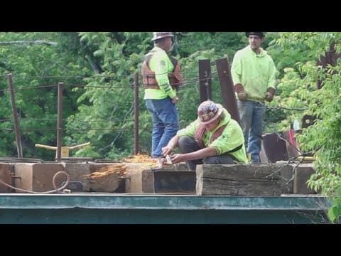 Crews start building barge for $1.94M repairs to Gay Street Bridge