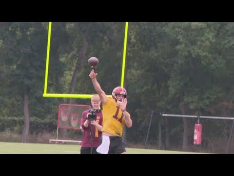 QB Sam Hartman talks his first preseason game, and a pair of legends visit training camp