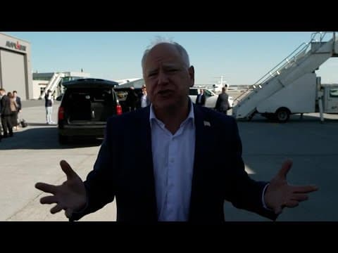 Tim Walz speaks to reporters after stop in Harrisburg, PA on Election Day