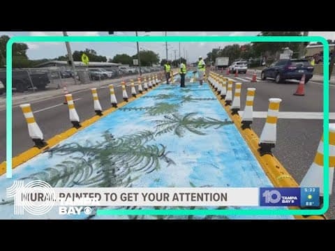 Mural painted in front of elementary school to catch drivers' attention