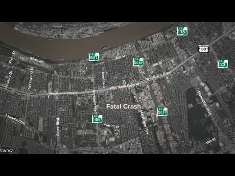 One dead after car falls off elevated expressway in Marrero, Louisiana, state police say