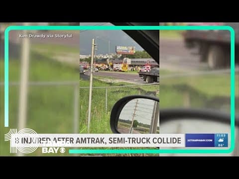 8 injured after Amtrak train collides with semi-truck in Lakeland