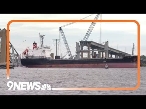 1st cargo ship passes through newly opened channel in Baltimore