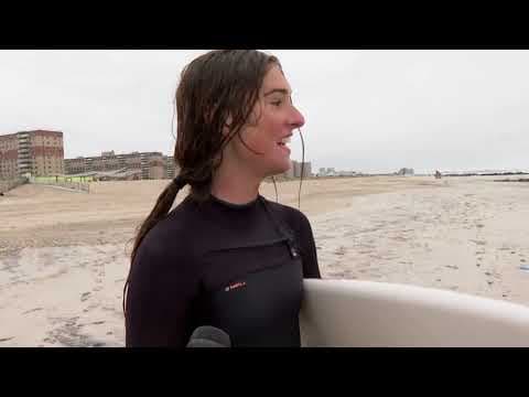 Rockaway Beach surfers in New York defy warnings and brave Hurricane Erin’s rough seas