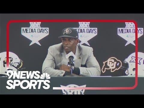 Deion Sanders speaks during Big 12 media days