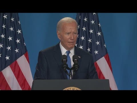 President Joe Biden strikes defiant tone, says he'll stay in presidential race in press conference