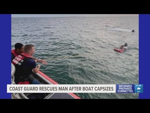 Coast Guard rescues boater after vessel capsizes near the Sunshine Skyway Bridge