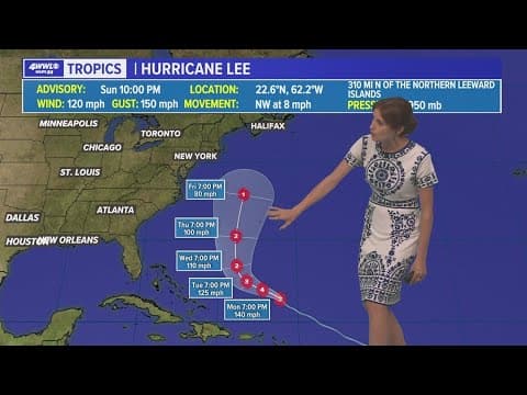Sunday night Tropical Update: Hurricane Lee back to Category 3, slowing down in Atlantic