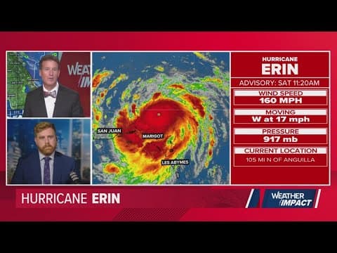 Hurricane Erin rapidly strengthens into Category 5 storm