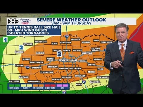 DFW Weather: Potential for large hail, high winds overnight in North Texas