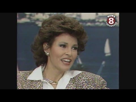Raquel Welch visits La Jolla High School and CBS 8 in November 1984