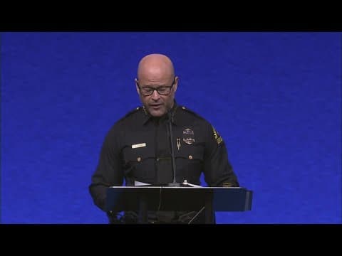 Dallas Police Chief Eddie Garcia speaks at officer Darron Burks' celebration of life service