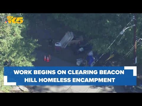 Work begins on clearing homeless encampment in Beacon Hill a week after shooting