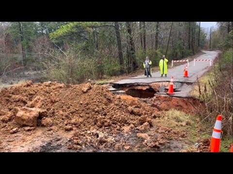 Rain washes out road near Lake Livingston