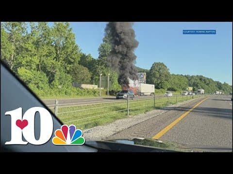 Truck driver not injured after truck catches fire on I-75 near Campbell-Anderson county line
