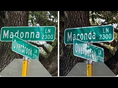 Houston street sign quickly fixed after "Madonna" typo