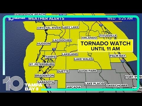LIVE RADAR: Tornado watch issued for Tampa Bay area until 11 a.m.