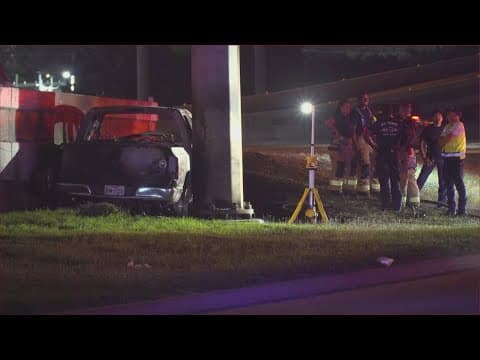 Driver killed after fiery crash along North Freeway in Houston, police say