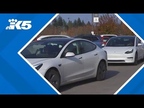 Long lines at electric vehicle charging stations after Washington bomb cyclone