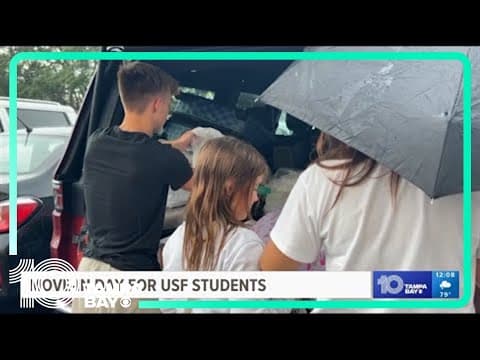 Students move into USF amid heavy rain