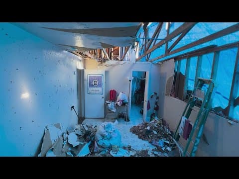 High winds rip away tarps covering storm-damaged apartments in Spring Branch