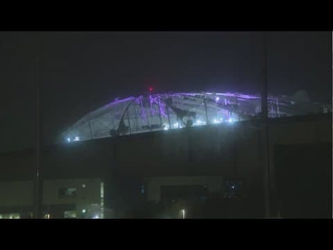 Roof torn off the top of Tropicana Field due to winds from Hurricane Milton
