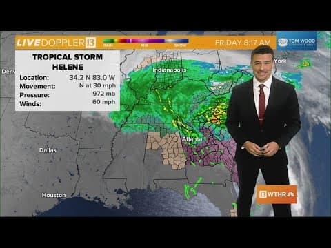 8:15 a.m. Friday update on remnants of Helene coming to Indiana