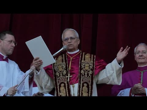 Pope Leo XIV addresses crowd for first time since election