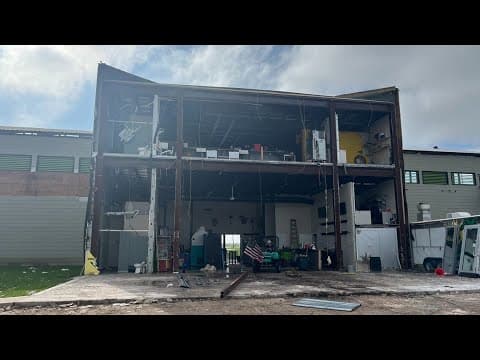Strong winds damage golf center in Texas while customers are inside