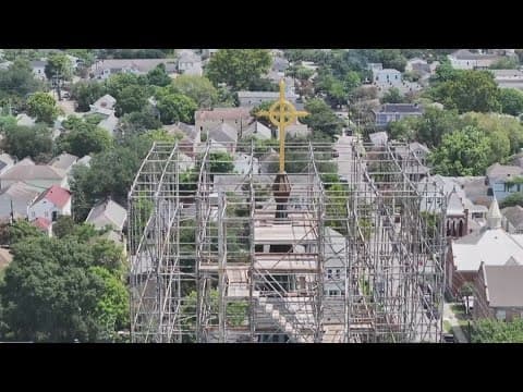 Historic steeple repairs finally underway at New Orleans Uptown church