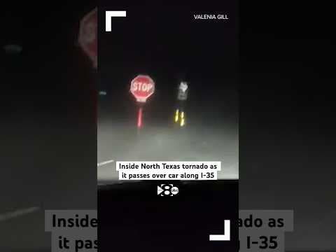 Inside of Texas tornado captured from car along I-35
