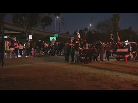 Demonstrators against Trump's immigration policies gather in Chicano Park
