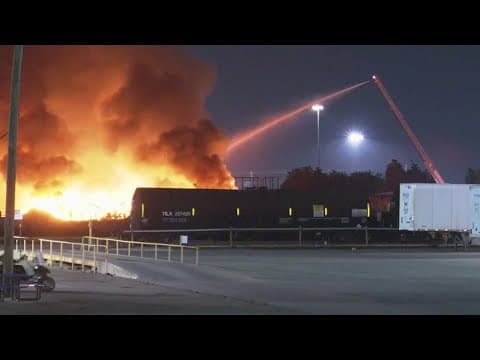 2 football fields worth of rubber, trash catches fire at recycling plant in NE Houston