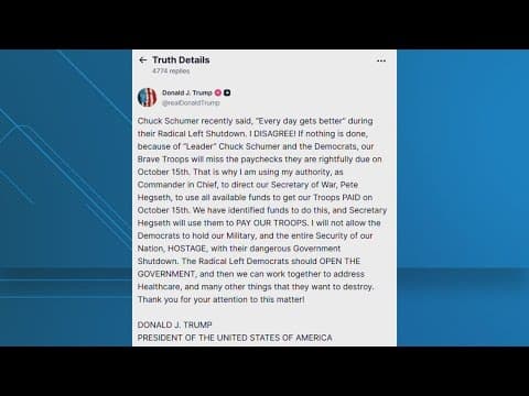 Trump orders all available funds for Pentagon amid shutdown