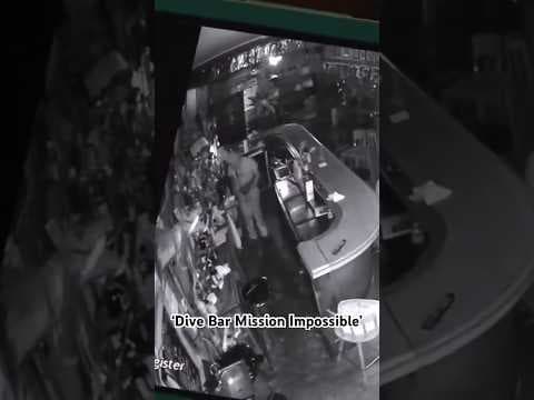 Rooftop burglar drops through the ceiling of a New Orleans bar.