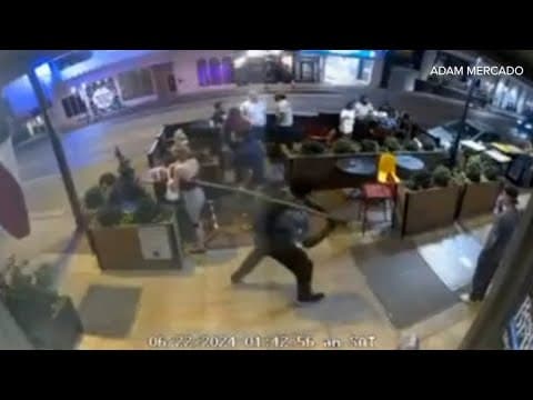 Dallas, Texas bar attack with stick captured on surveillance footage