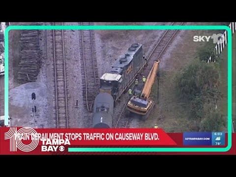 Train derailment stops traffic on Causeway Boulevard near Tampa